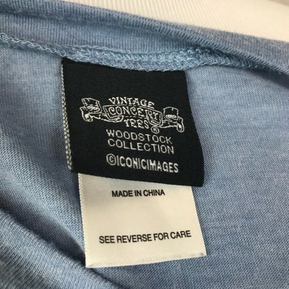 Woodstock Vintage Graphic Tee Small V Neck Lace Up - Picture 7 of 8